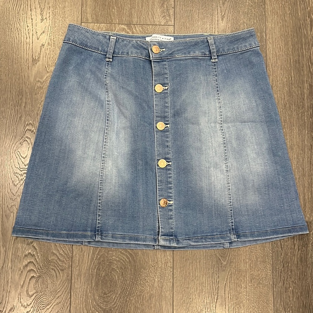 Button Down denim skirt.